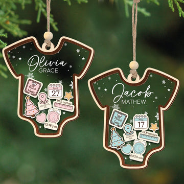 Baby 1st Christmas Ornament, Personalized Baby's First Christmas Ornament, Custom New Baby Gift CF64