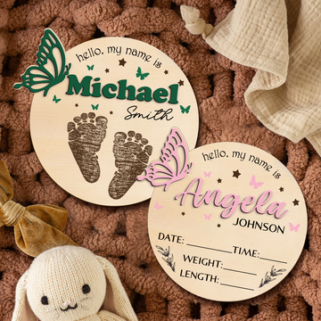 Birth Announcement Sign Personalized for Hospital, Newborn Birth Arrival Baby Name 3D Sign,Hello World Newborn Sign Baby Shower Gift BX01