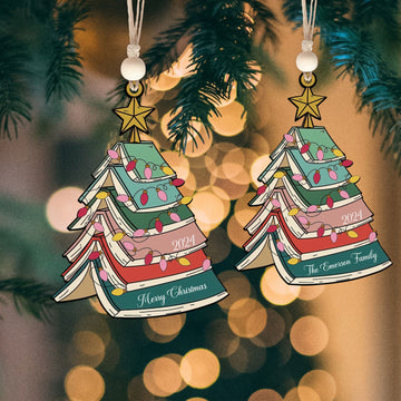Custom Christmas Book Tree Ornament