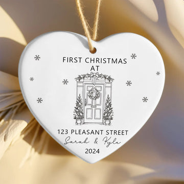 Personalized New Home Ornament - New Home Christmas Ornament - Wreath New House Ornament CY03-5-8