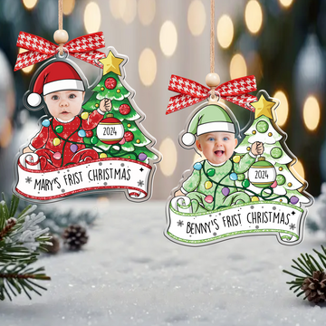 Personalized Baby Photo Christmas Ornament, Newborn Gift 2D Acrylic Ornament CF538