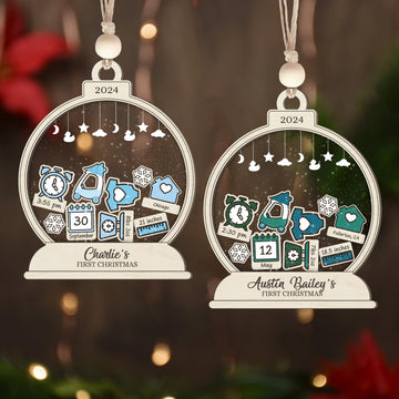 Personalized Baby's First Christmas Ornament, Shaker Ornament with Name CF45