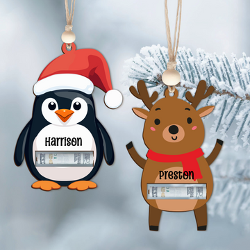 Personalized Money Holder Ornament With Name, Cute Christmas Wooden Cutout Ornament MH40