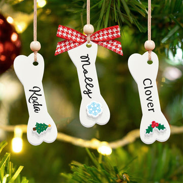 Personalized Christmas Dog Bone 2024 ornament