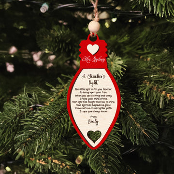 Teacher Christmas Light Ornament, A Teachers Light, Christmas Light Ornament KT06