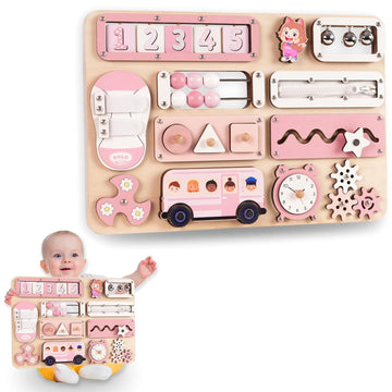 Wooden Montessori Busy Board for Toddlers