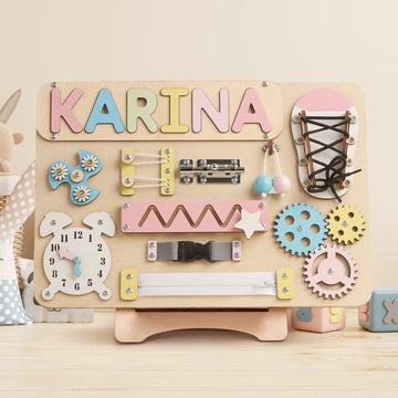 Customized Montessori Busy Board With Baby Name - Wooden Montessori Toys | KindlyToys, BB10