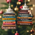 2D Bookstack Christmas Ornament, Book Lover Gift, Bookworm Club Ornament CF163 - Kindlytoys