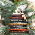 2D Bookstack Christmas Ornament, Book Lover Gift, Bookworm Club Ornament CF163 - Kindlytoys