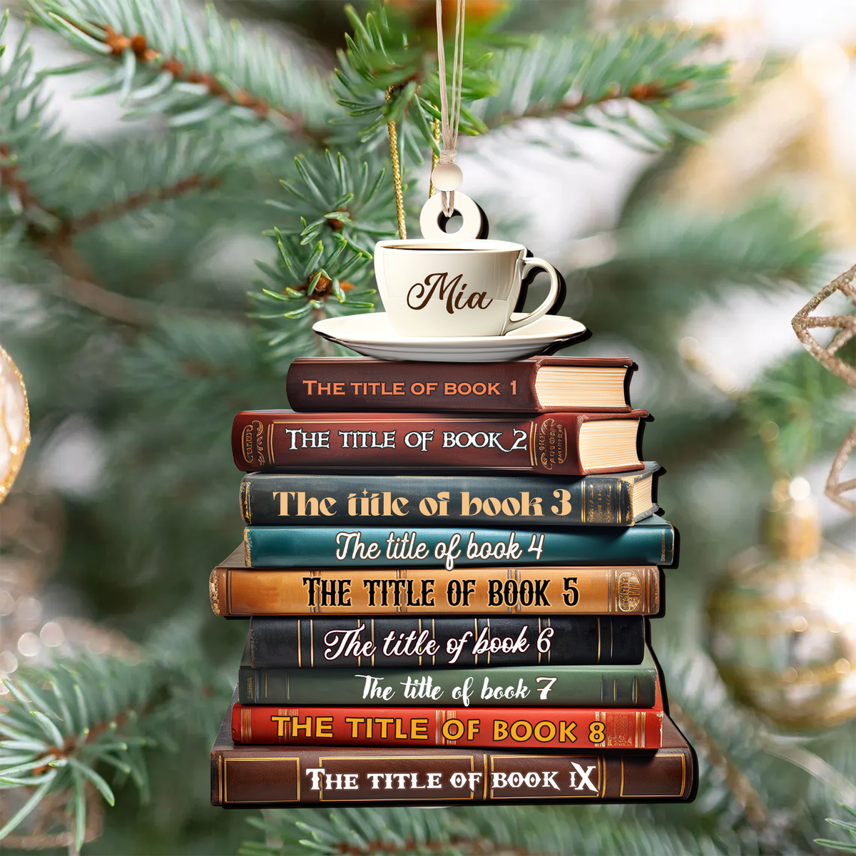 2D Bookstack Christmas Ornament, Book Lover Gift, Bookworm Club Ornament CF163 - Kindlytoys