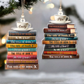 2D Bookstack Christmas Ornament, Book Lover Gift, Bookworm Club Ornament CF163 - Kindlytoys