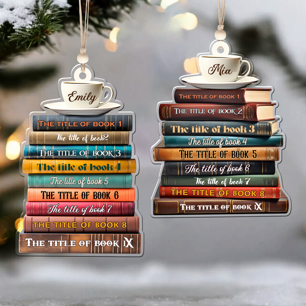 2D Bookstack Christmas Ornament, Book Lover Gift, Bookworm Club Ornament CF163 - Kindlytoys