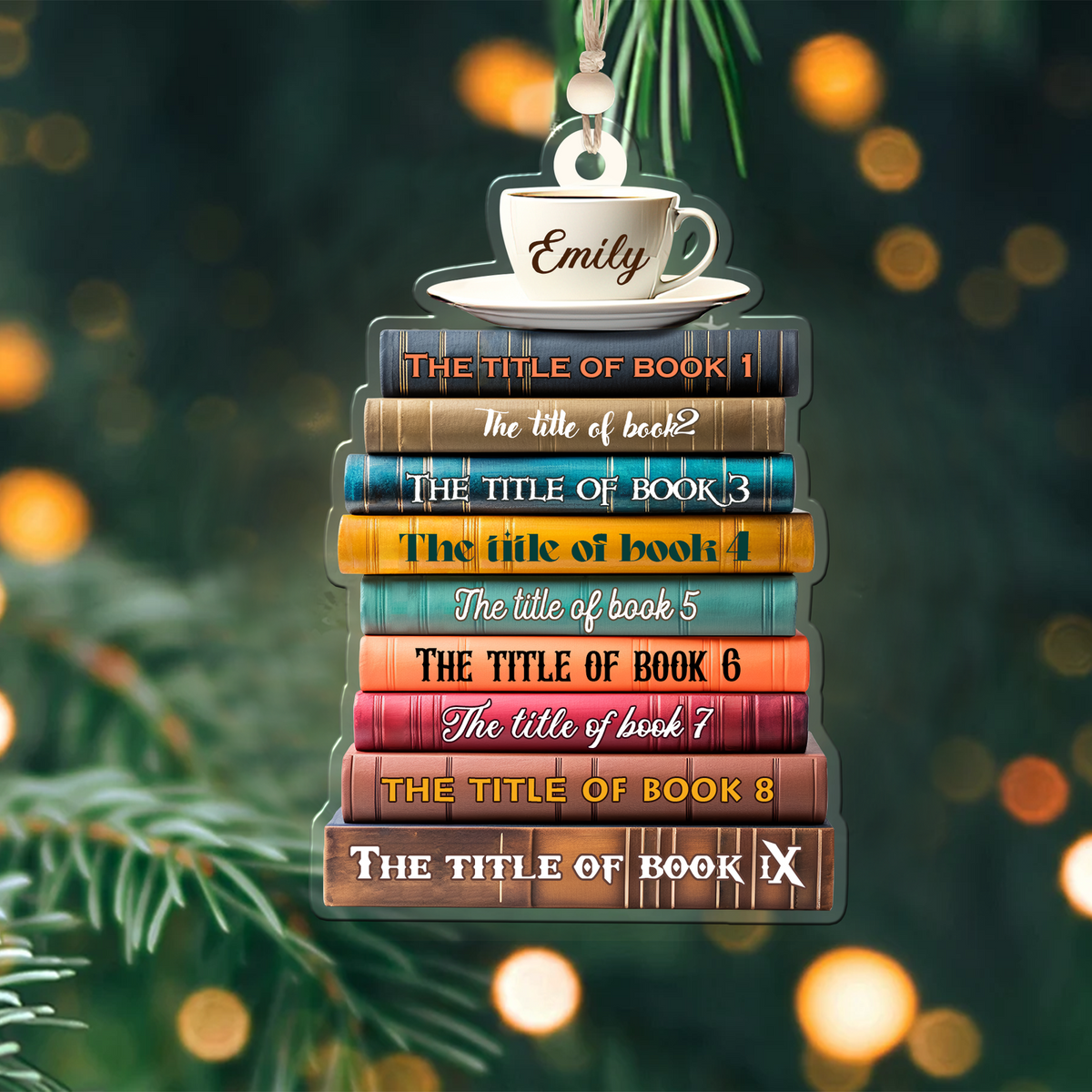 2D Bookstack Christmas Ornament, Book Lover Gift, Bookworm Club Ornament CF163 - Kindlytoys