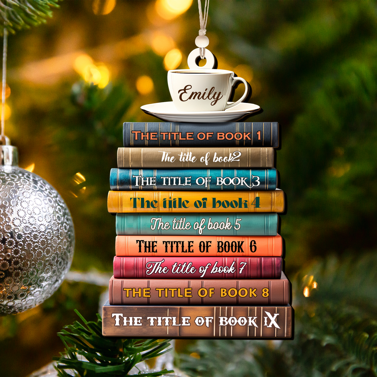 2D Bookstack Christmas Ornament, Book Lover Gift, Bookworm Club Ornament CF163 - Kindlytoys