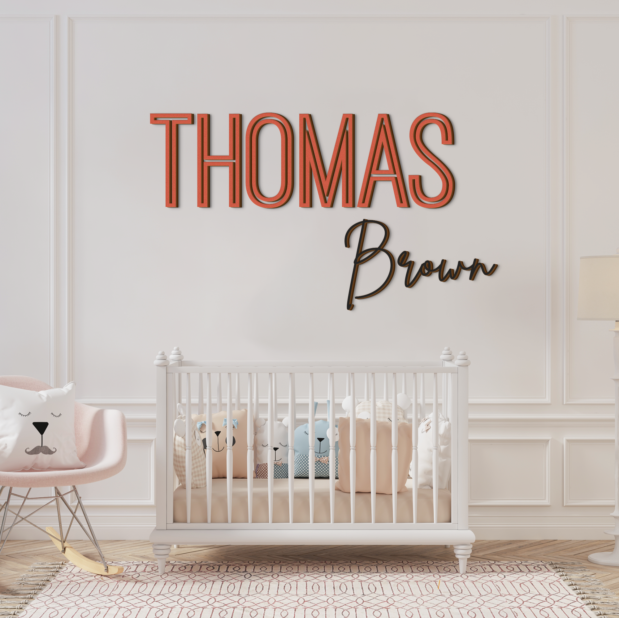 Customized Baby Nursery Name Sign Wood Signs, Personalized Name Sign, Wooden Name Sign, Custom Name Sign, First and Middle Name NA23