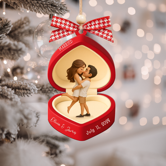 First Christmas Engaged Ornament 2025, Personalized Engagement Ornament with Photo, Custom Proposal Keepsake, Couple Christmas Gift