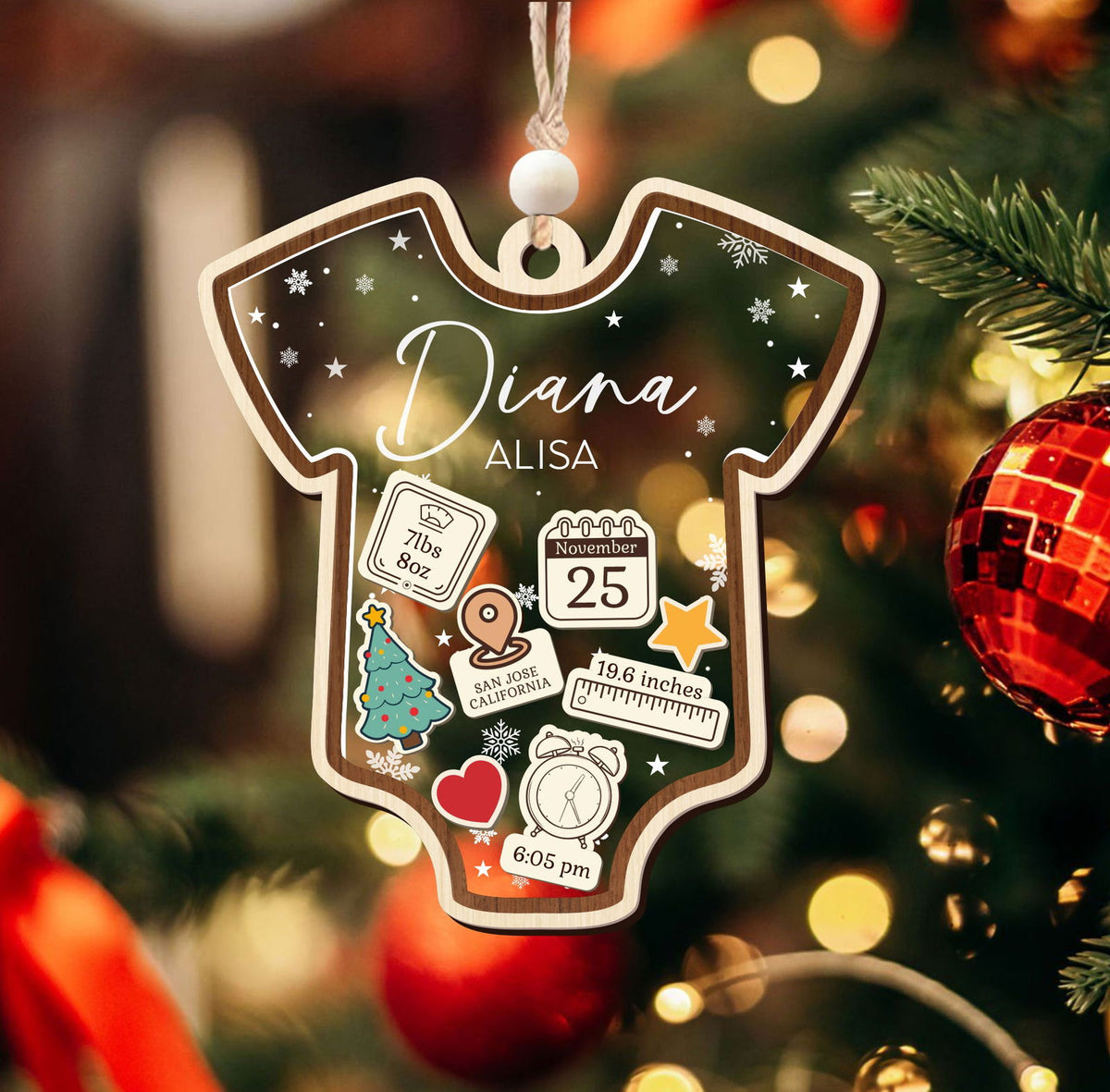 Baby 1st Christmas Ornament, Personalized Baby's First Christmas Ornament, Custom New Baby Gift CF64 - Kindlytoys