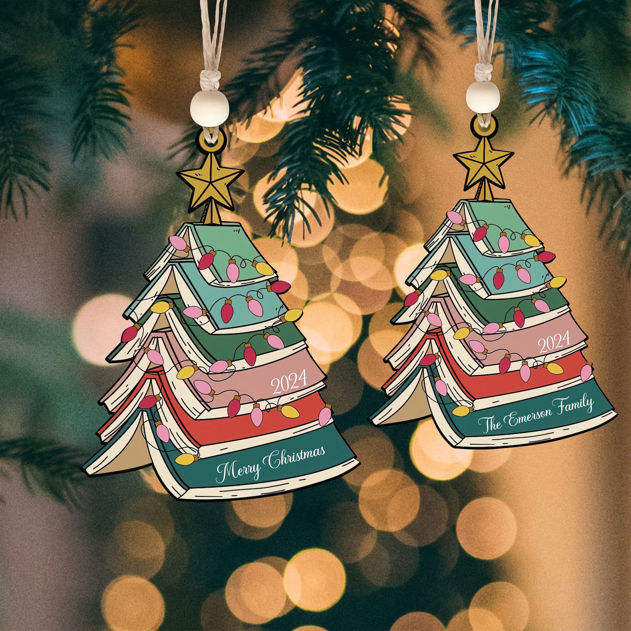 Custom Christmas Book Tree Ornament