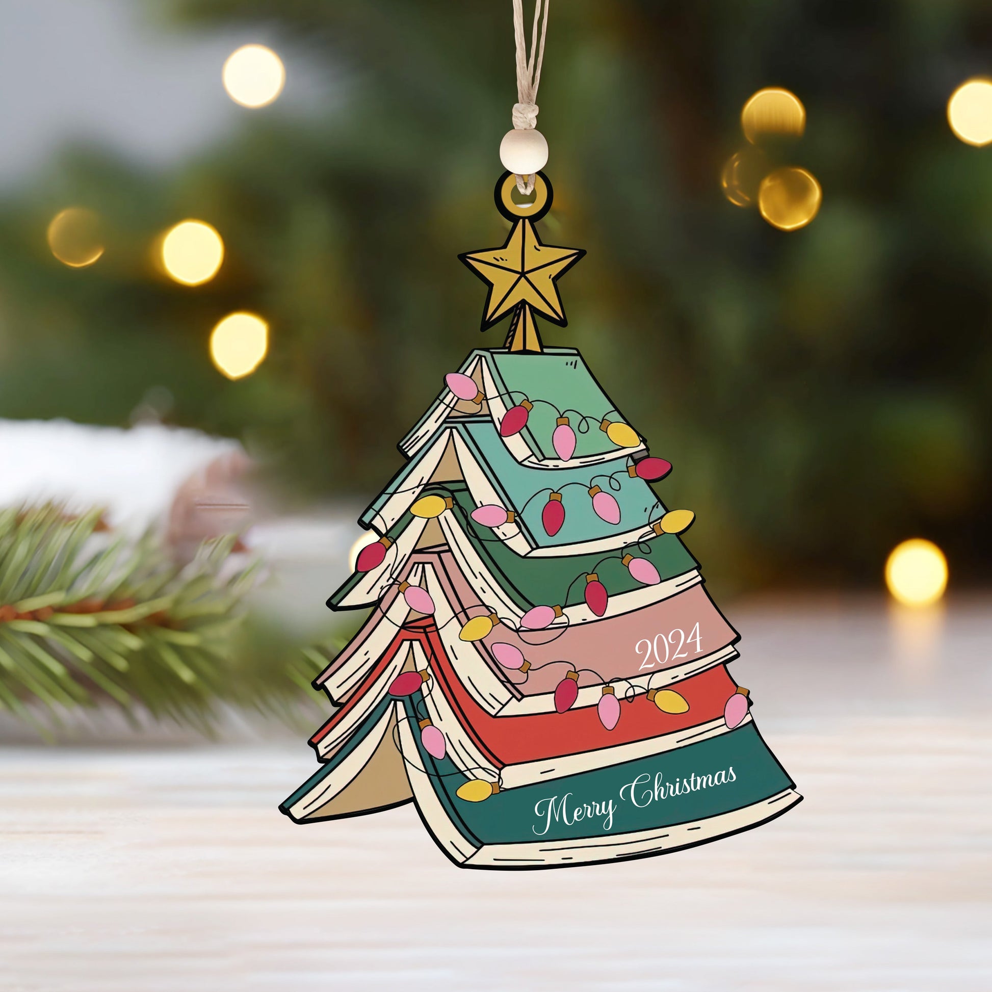 Custom Christmas Book Tree Ornament