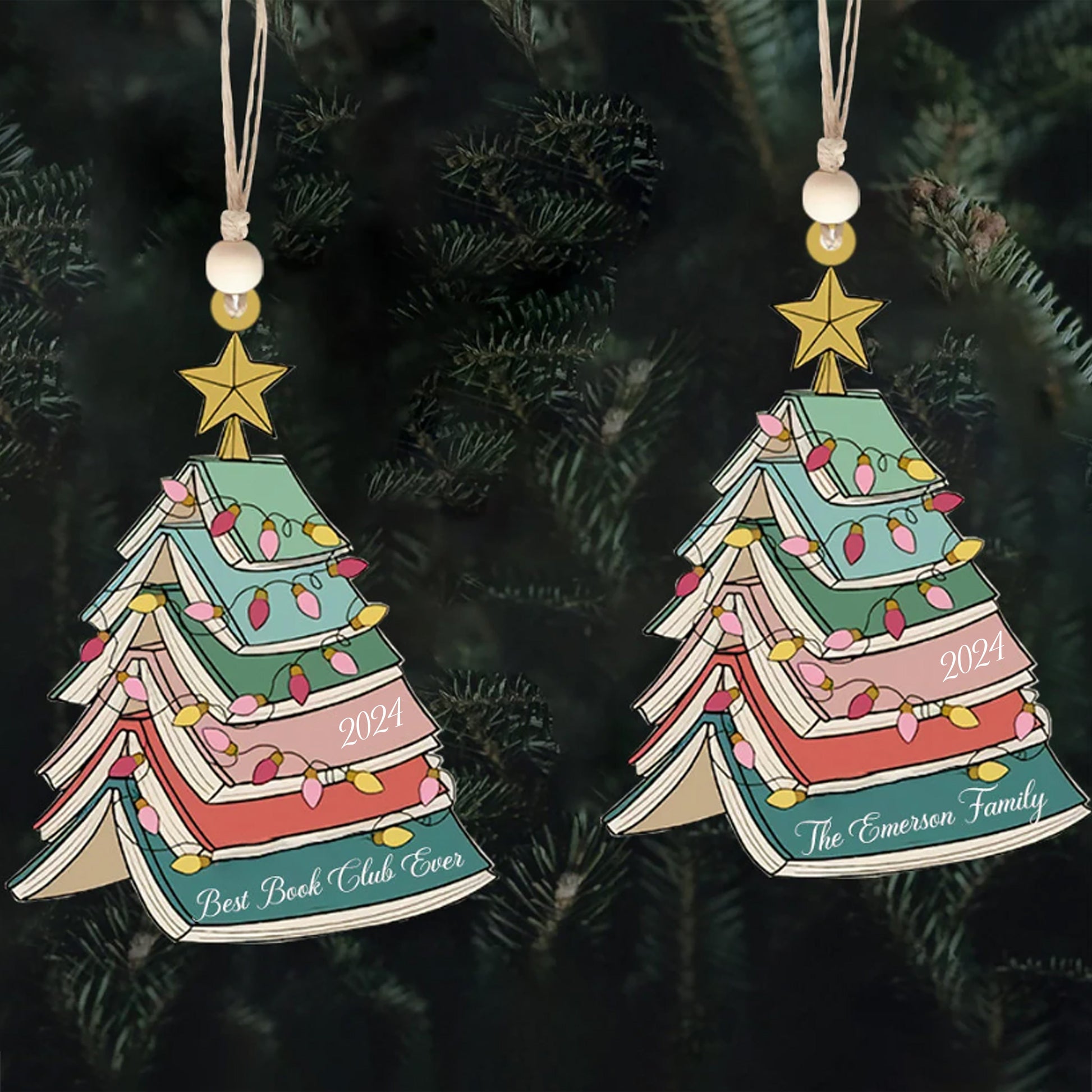 Custom Christmas Book Tree Ornament