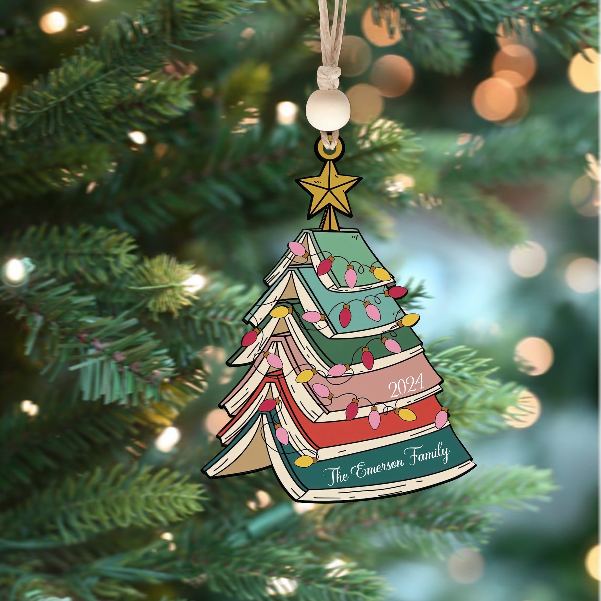 Custom Christmas Book Tree Ornament