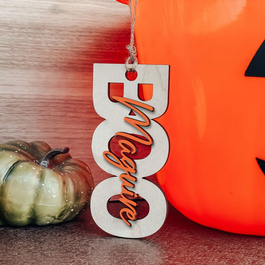 Custom Halloween Wooden Name Tags, Personalized Halloween Tags, Custom Boo Basket, Custom Halloween Tag HX11