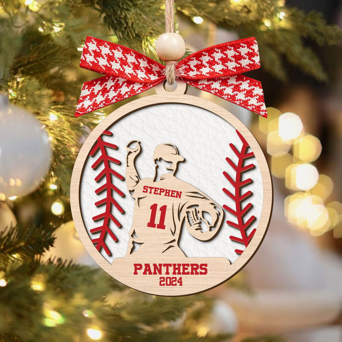 Custom Baseball Wood Ornament 2 Layered, Personalized Baseball Ornament CF429 - Kindlytoys