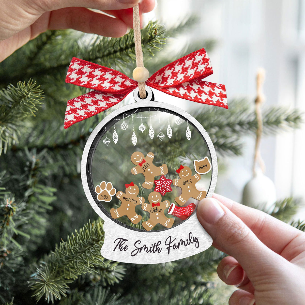 Custom Family Christmas Ornament With Pets, Personalized Gingerbread Family Ornament 2024, CF04 - Kindlytoys