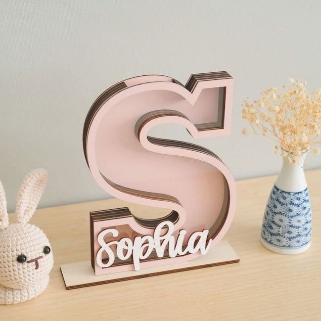 Custom Letter Piggy Bank For Kids, Wooden Coin Bank, Baby Birthday Gifts, Money Banks, 1st Christmas gifts for kids - Kindlytoys