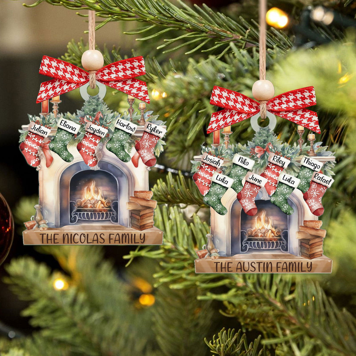 Custom Pet Family Christmas Ornaments, Flat Acrylic Family Ornament With Pets CF265 - Kindlytoys