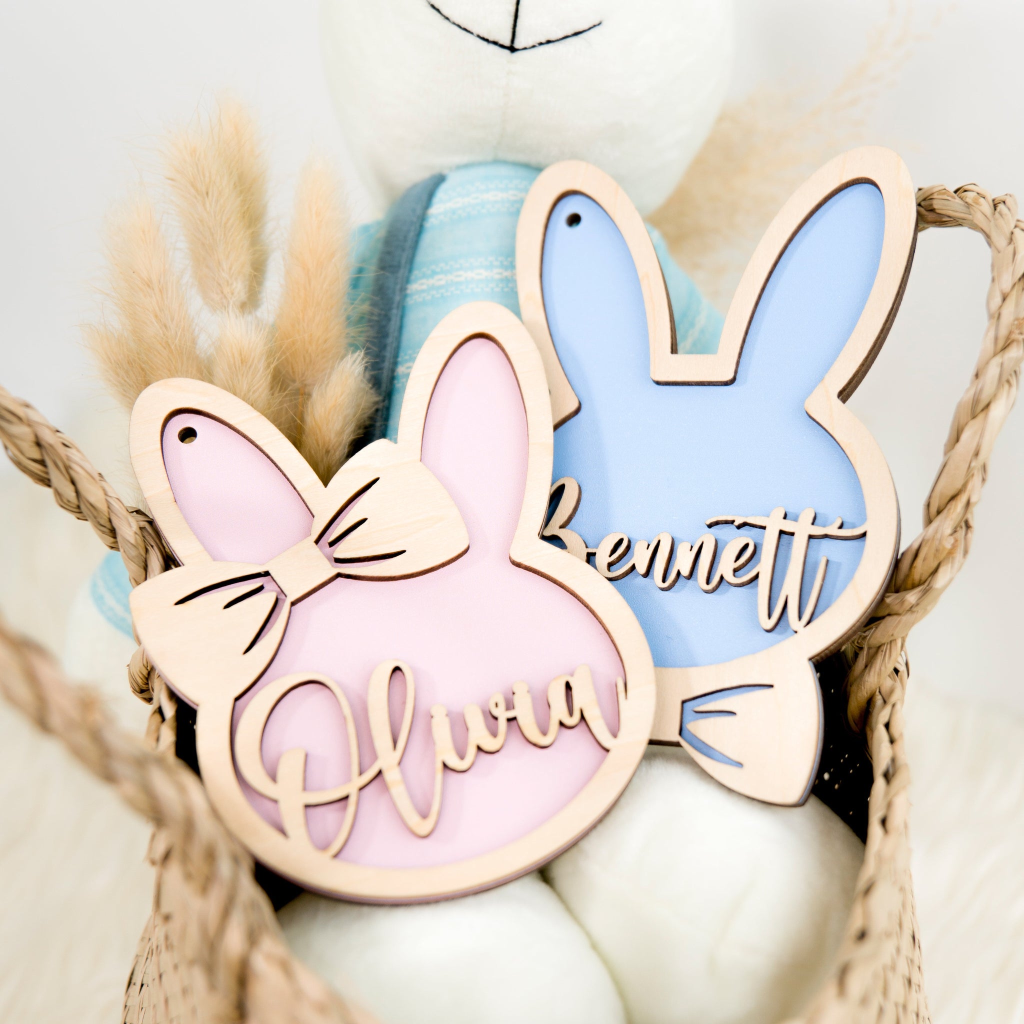 Personalized Easter Bunny Rabbit Ornaments, Wooden Easter Gifts Idea for Kids ET01
