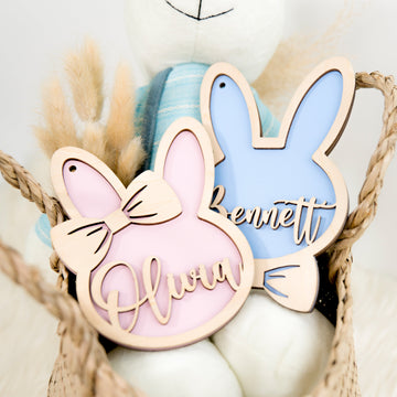 Personalized Easter Bunny Rabbit Ornaments, Wooden Easter Gifts Idea for Kids ET01