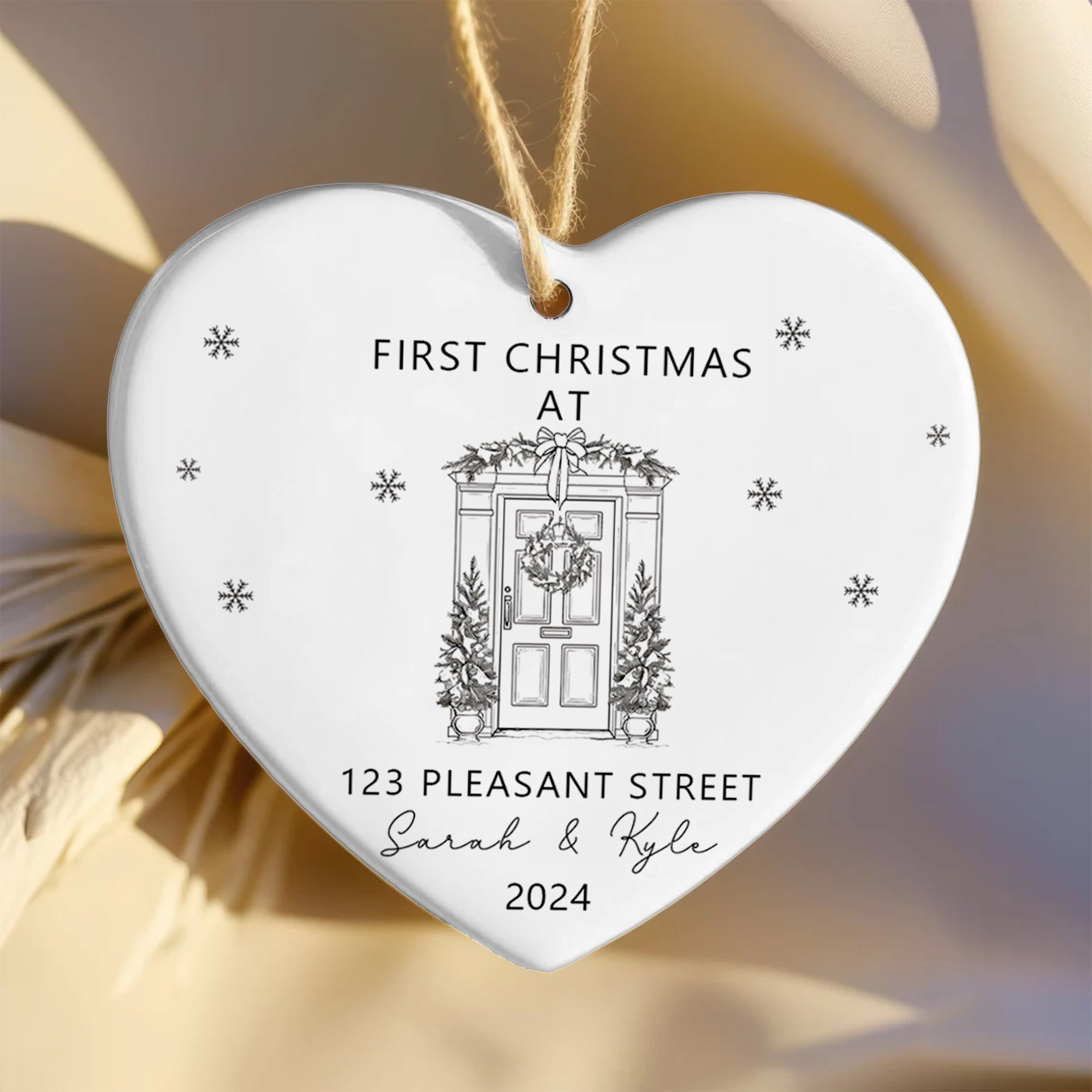 Personalized New Home Ornament - New Home Christmas Ornament - Wreath New House Ornament CY03-5-8