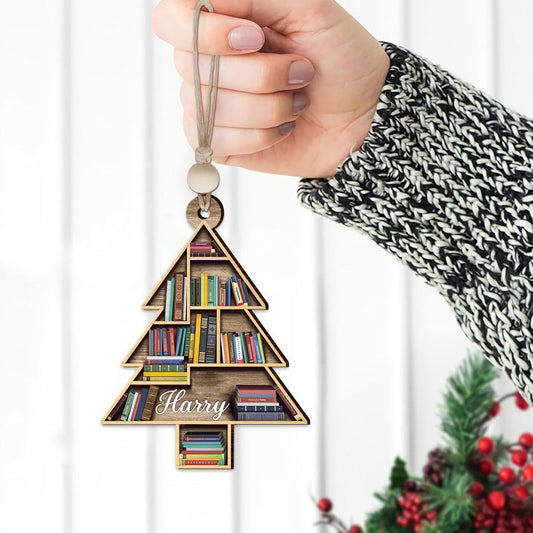 Personalized 2D Christmas Book Tree Ornament, Book Lover Gift, Bookworm Gifts CF154