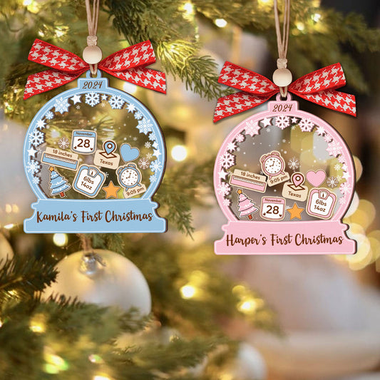 Personalized Babys 1st Christmas Ornament 2024, Shake Babies Ornament CF602