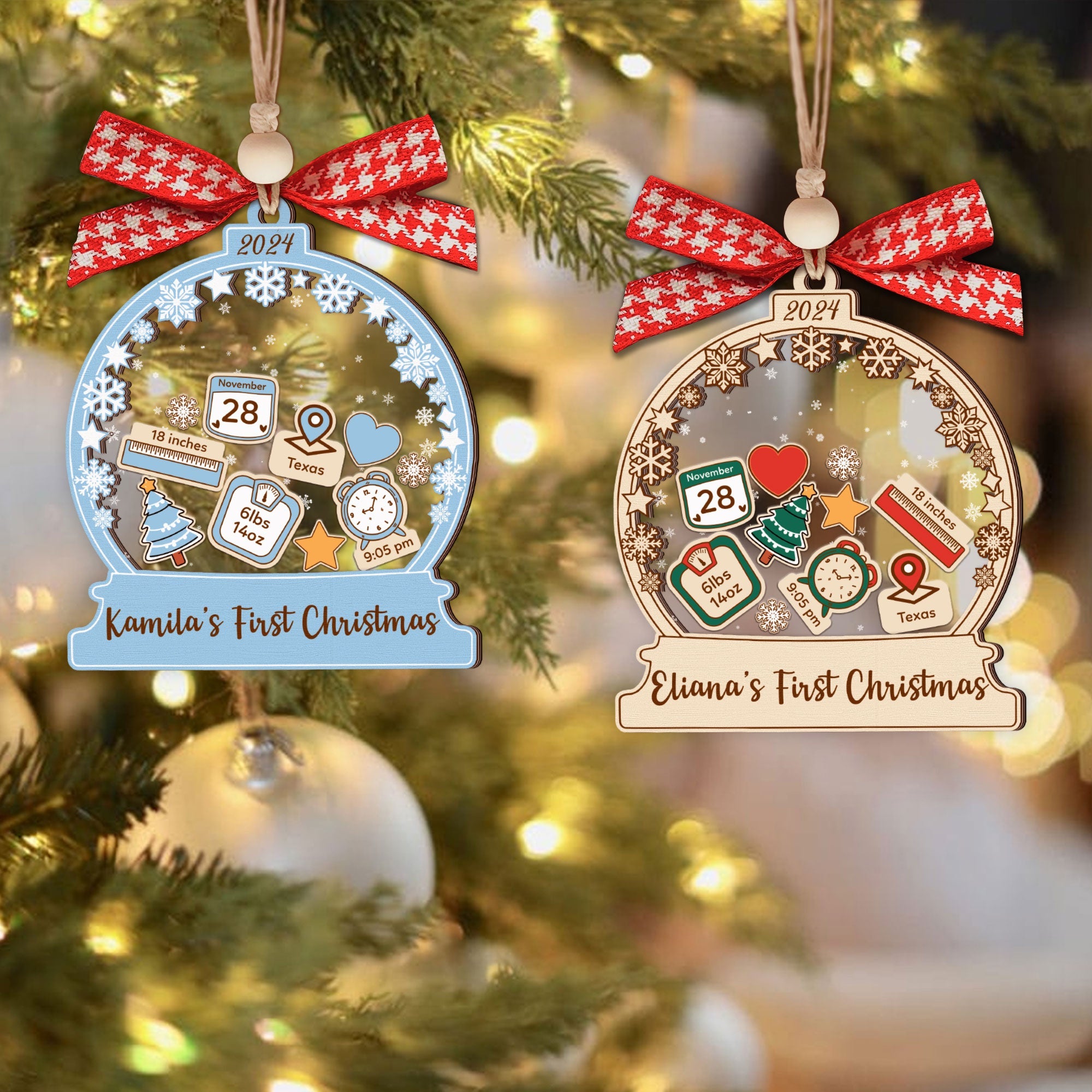 Personalized Babys 1st Christmas Ornament 2024, Shake Babies Ornament CF602