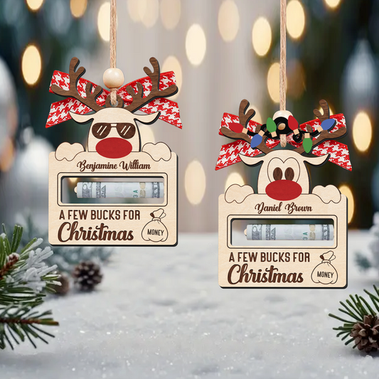 Personalized Cute Reindeer Money Holder Christmas Ornament, Here’s A Few Bucks for Christmas Money Holder Gifts MH50