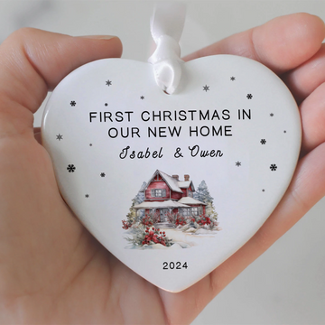 Personalized New Home Ornament - New Home Christmas Ornament - Wreath New House Ornament CY03-09