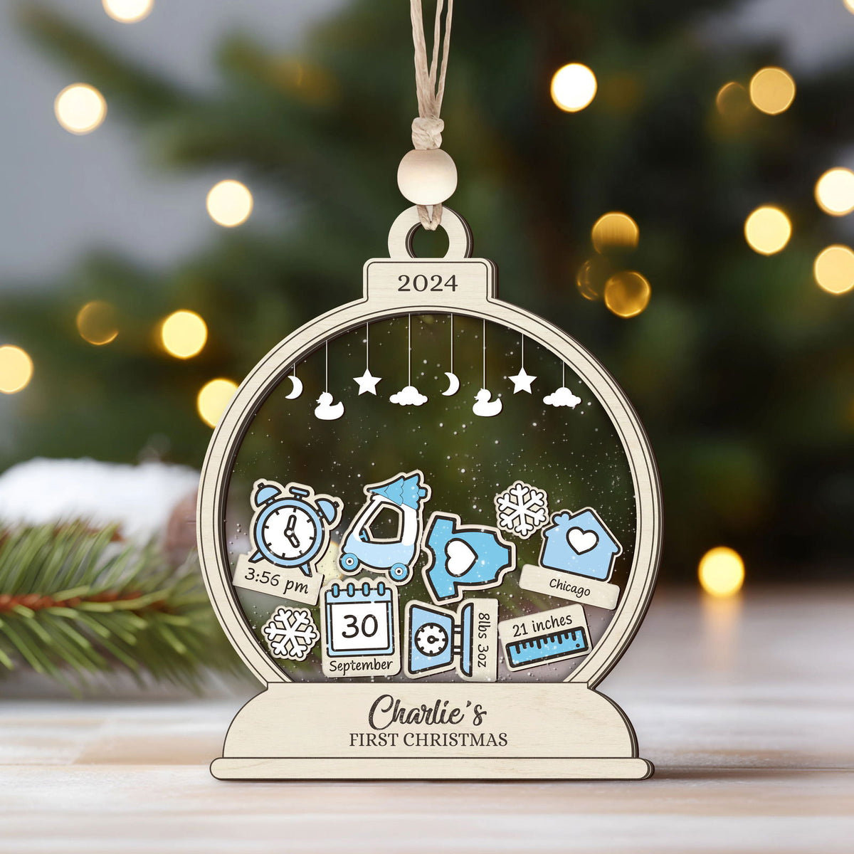 Personalized Baby's First Christmas Ornament, Shaker Ornament with Name CF45 - Kindlytoys
