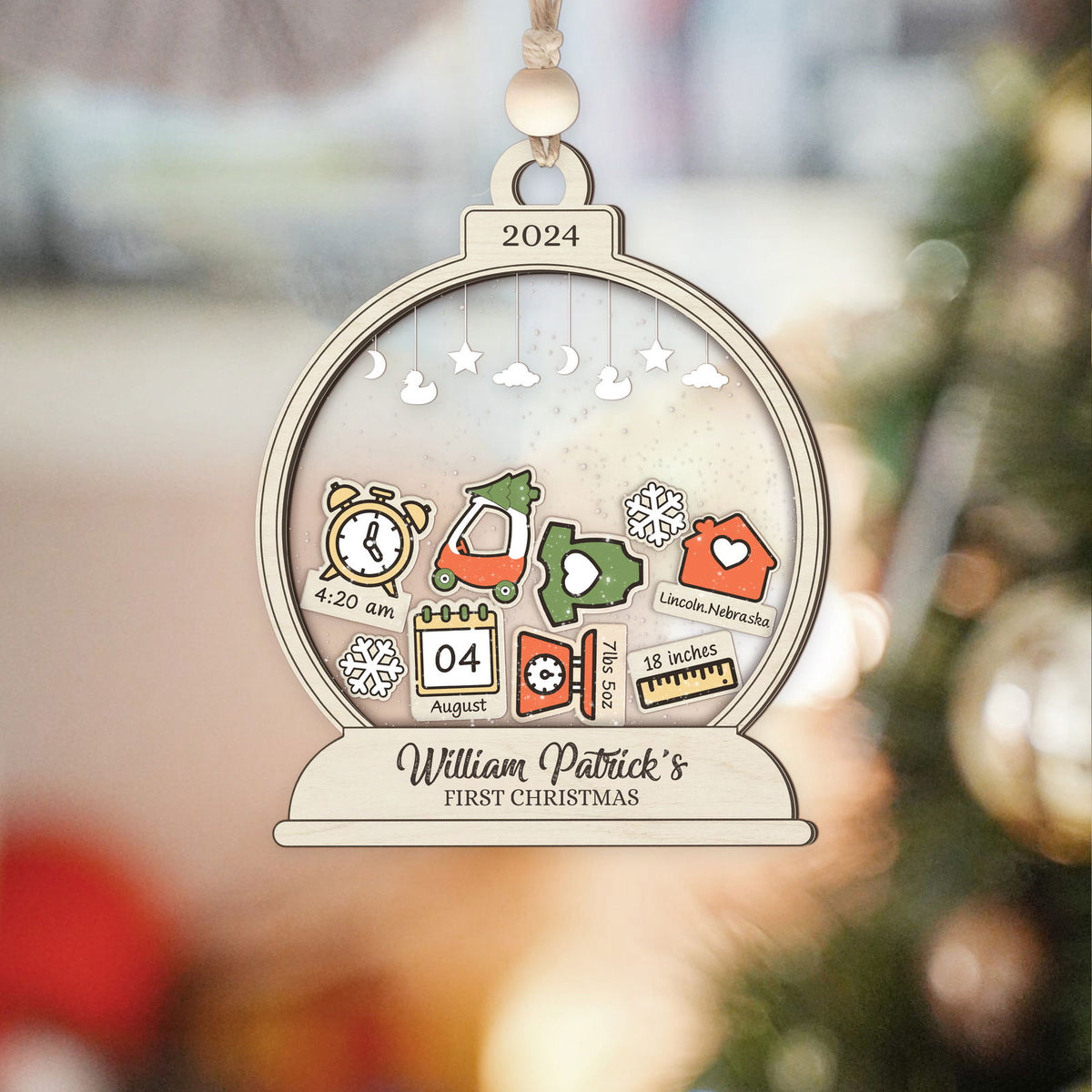 Personalized Baby's First Christmas Ornament, Shaker Ornament with Name CF45 - Kindlytoys