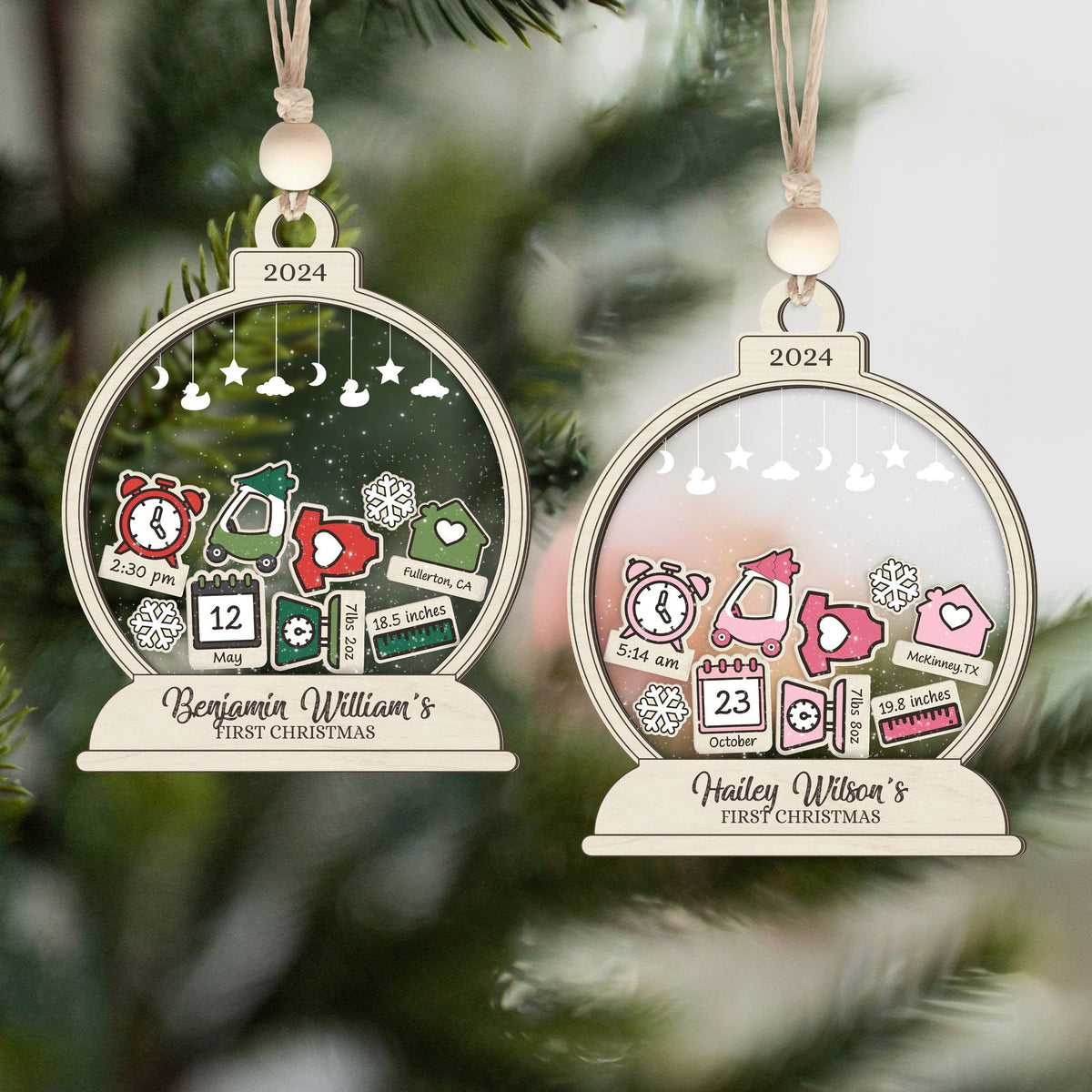 Personalized Baby's First Christmas Ornament, Shaker Ornament with Name CF45 - Kindlytoys