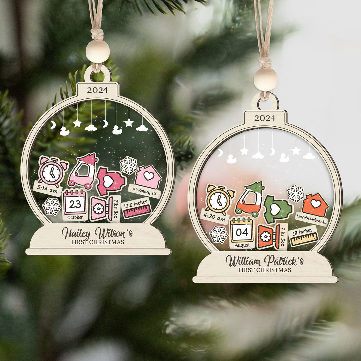 Personalized Baby's First Christmas Ornament, Shaker Ornament with Name CF45 - Kindlytoys