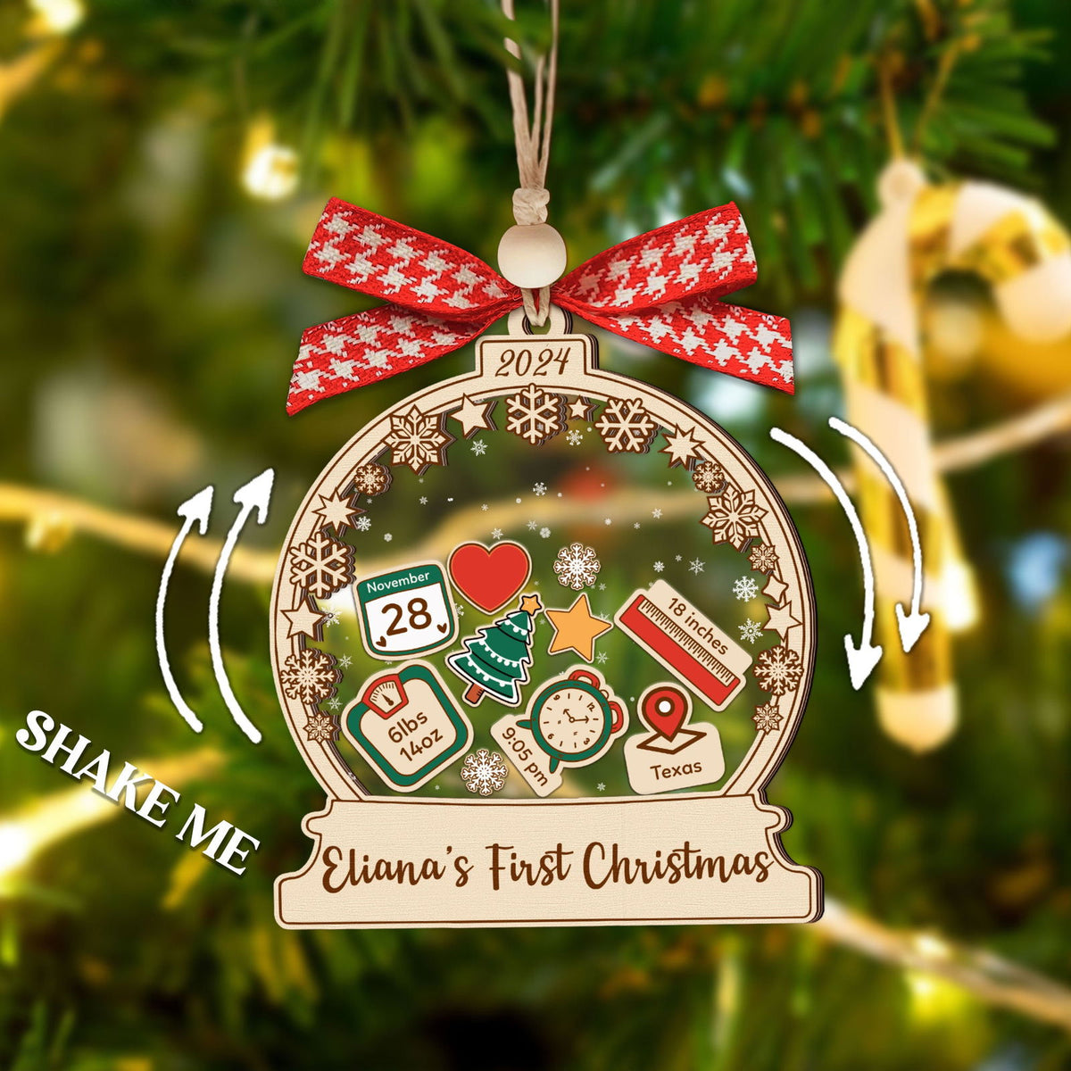 Personalized Babys 1st Christmas Ornament 2024, Shaker Babies Ornament CF602 - Kindlytoys