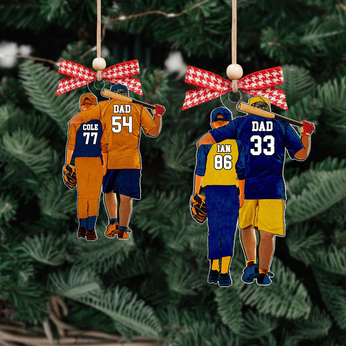 Personalized Baseball Dads Ornament, Father and Son Keepsake, Custom Sport Ornament, CF427 - Kindlytoys