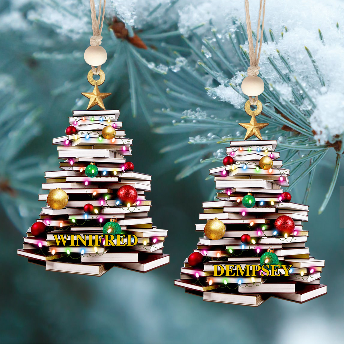 Personalized Christmas Book Tree Name Ornament, Book Lover Gift, Bookworm Gifts CF111 - Kindlytoys