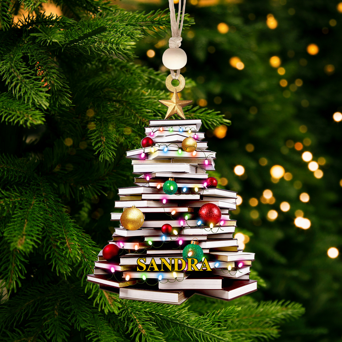 Personalized Christmas Book Tree Name Ornament, Book Lover Gift, Bookworm Gifts CF111 - Kindlytoys