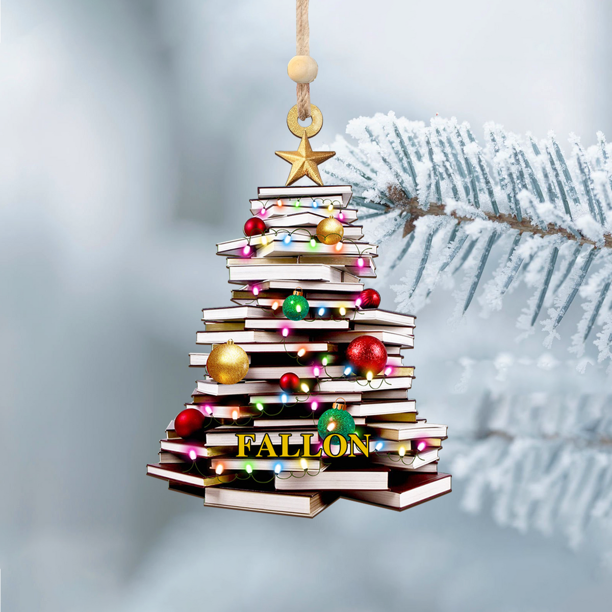 Personalized Christmas Book Tree Name Ornament, Book Lover Gift, Bookworm Gifts CF111 - Kindlytoys