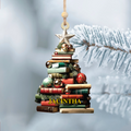 Personalized Christmas Book Tree Name Ornament, Book Lover Gift, Bookworm Gifts CF113 - Kindlytoys