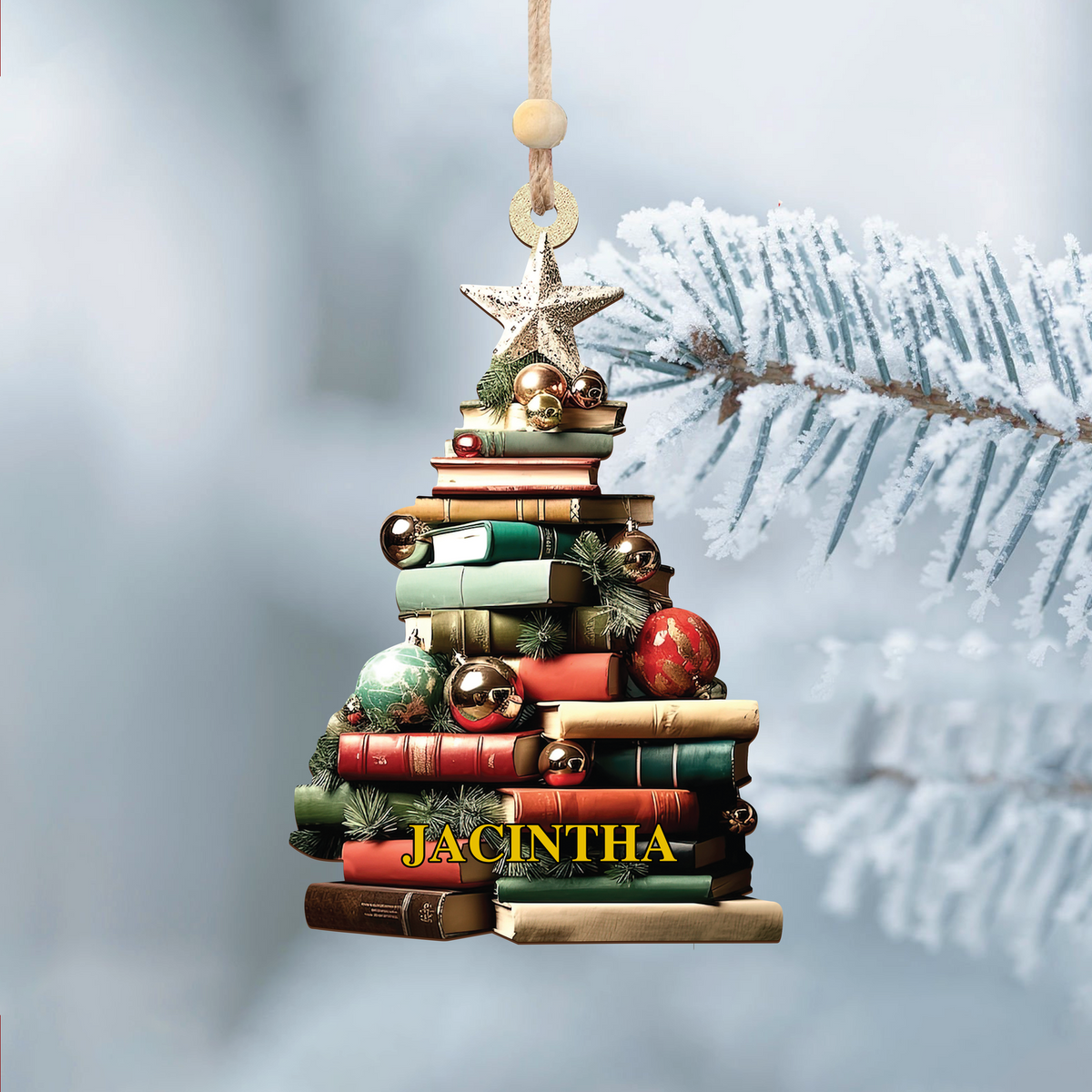 Personalized Christmas Book Tree Name Ornament, Book Lover Gift, Bookworm Gifts CF113 - Kindlytoys