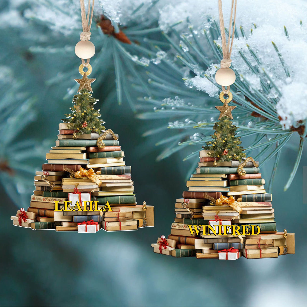 Personalized Christmas Book Tree Name Ornament, Book Lover Gift, Bookworm Gifts CF235 - Kindlytoys